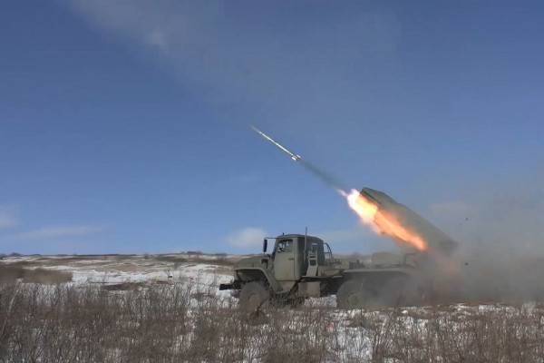 Кадры боевой работы «Градов» в зоне проведения спецоперации